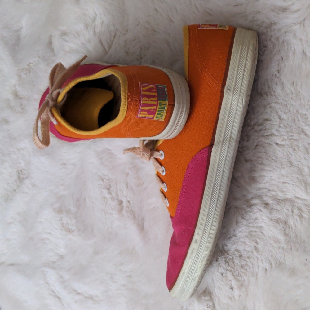 Vintage pink & orange color block Paris Sport Club shoes - Picture 2 of 8